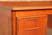 Load image into Gallery viewer, Danish Mid Century teak pedestal desk, circa 1960s
