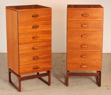 Load image into Gallery viewer, A pair of G-plan Quadrille teak chest of drawers, circa 1960s
