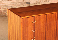 Load image into Gallery viewer, Mid Century G-plan Librenza tola and black chest of drawers with brass handles, circa 1960s
