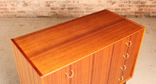Load image into Gallery viewer, Mid Century G-plan Librenza tola and black chest of drawers with brass handles, circa 1960s
