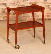 Load image into Gallery viewer, British Mid Century 'Glider' teak serving trolley with removable tray by Paragon, circa 1960s.
