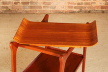 Load image into Gallery viewer, British Mid Century 'Glider' teak serving trolley with removable tray by Paragon, circa 1960s.
