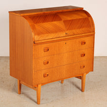 Load image into Gallery viewer, Swedish Mid Century teak roll-top bureau by Egon Ostergaard, circa 1960s
