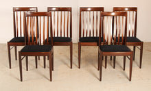 Load image into Gallery viewer, Set of 6 Danish Mid Century mahogany dining chairs by H.W. Klein for Bramin, circa 1960s
