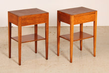 Load image into Gallery viewer, A pair of mid century oak bedside tables with drawers, circa 1960s

