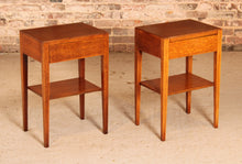 Load image into Gallery viewer, A pair of mid century oak bedside tables with drawers, circa 1960s
