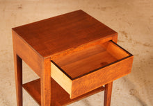 Load image into Gallery viewer, A pair of mid century oak bedside tables with drawers, circa 1960s
