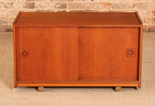 Load image into Gallery viewer, Mid Century teak media unit / vinyl record storage on casters, circa 1960s
