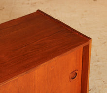 Load image into Gallery viewer, Mid Century teak media unit / vinyl record storage on casters, circa 1960s
