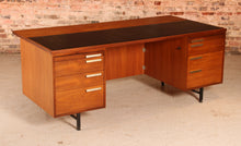 Load image into Gallery viewer, British Mid Century executive teak desk with brass handles, circa 1970s
