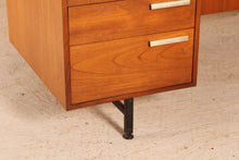 Load image into Gallery viewer, British Mid Century executive teak desk with brass handles, circa 1970s
