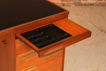 Load image into Gallery viewer, British Mid Century executive teak desk with brass handles, circa 1970s

