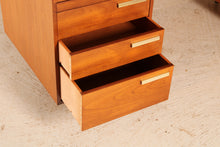 Load image into Gallery viewer, British Mid Century executive teak desk with brass handles, circa 1970s
