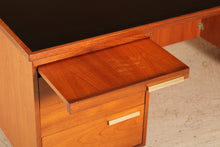 Load image into Gallery viewer, British Mid Century executive teak desk with brass handles, circa 1970s
