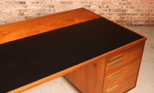 Load image into Gallery viewer, British Mid Century executive teak desk with brass handles, circa 1970s

