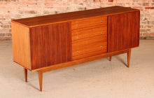 Load image into Gallery viewer, Mid Century teak and rosewood sideboard with brass handles by Wrighton, circa 1960s
