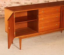 Load image into Gallery viewer, Mid Century teak and rosewood sideboard with brass handles by Wrighton, circa 1960s
