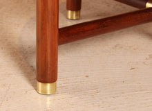Load image into Gallery viewer, Midcentury G-Plan round coffee table with smoked glass top &amp; brass Feet c.1960s
