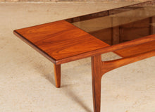 Load image into Gallery viewer, Mid Century G-plan Teak Coffee Table with Smoked Glass Top, circa 1960s
