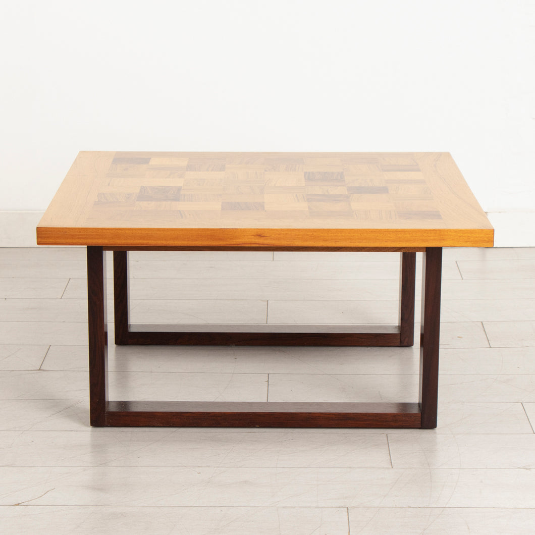 Danish Midcentury Chequered Rosewood Square Coffee Table by Poul Cadovius for Cado