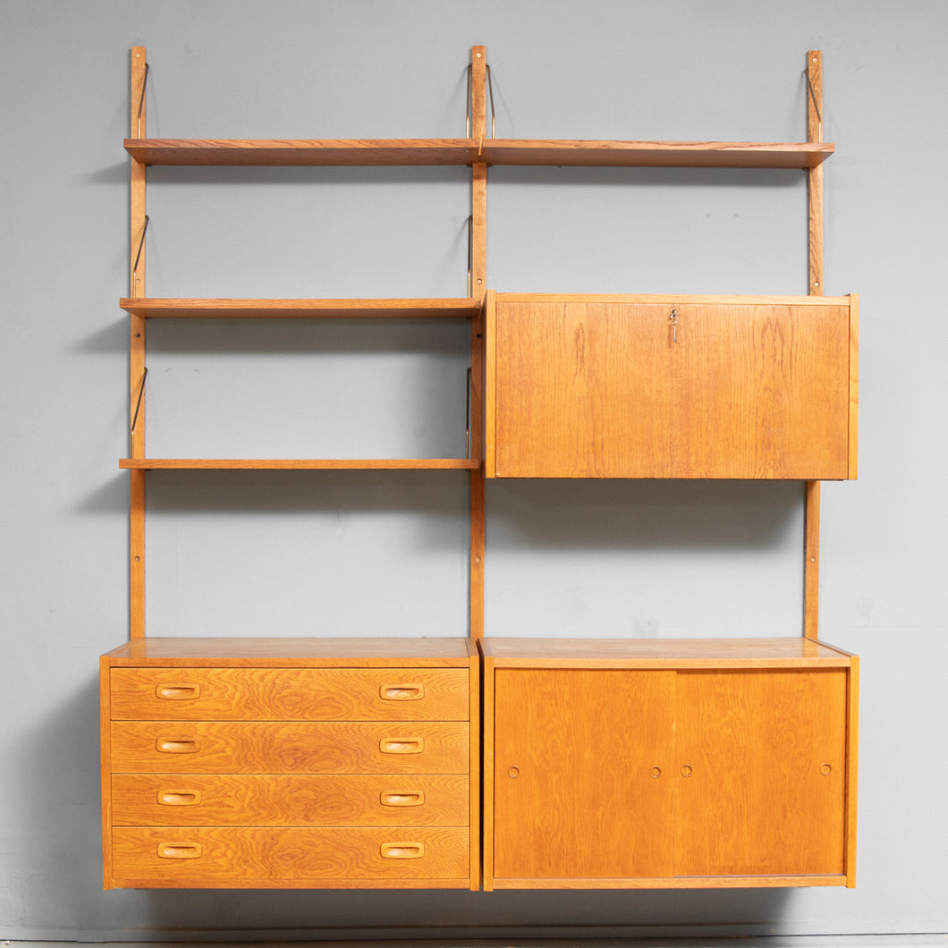 Danish Midcentury PS Systems Wall Bookshelf Unit in Oak by Peter Sorensen c.1960