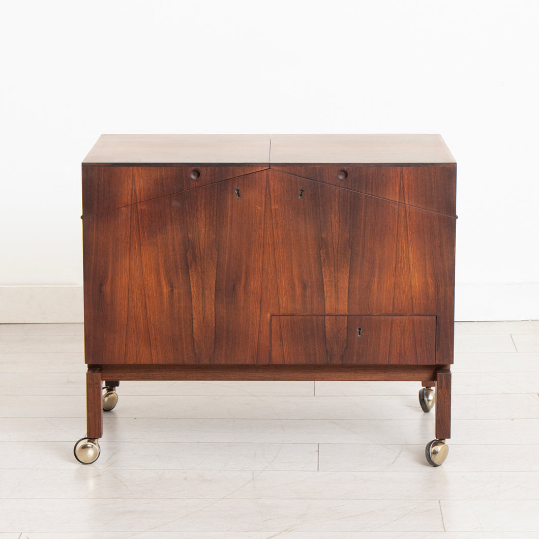 Danish Midcentury Rosewood Bar Cart by Leif Arling for Silkeborg c.1960s