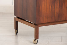 Load image into Gallery viewer, Danish Midcentury Rosewood Bar Cart by Leif Arling for Silkeborg c.1960s
