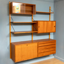 Load image into Gallery viewer, Danish Midcentury &#39;Royal System&#39; 2-Bay Teak Wall System Bookcase by Poul Cadovius
