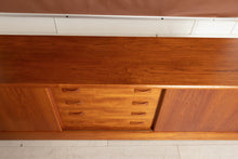 Load image into Gallery viewer, Danish Mid Century teak low sideboard with sliding doors by Clausen &amp; Son, circa 1970s
