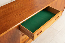 Load image into Gallery viewer, Danish Mid Century teak low sideboard with sliding doors by Clausen &amp; Son, circa 1970s
