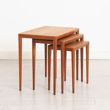 Load image into Gallery viewer, Danish Midcentury Teak Nest of 3 Tables by Severin Hansen for Haslev Mobelsnedkeri c.1960s
