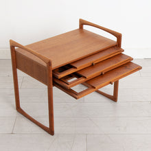 Load image into Gallery viewer, Danish Midcentury Teak Side Table with 3 Folding Nesting Tables by Illum Wikkelso c.1960s
