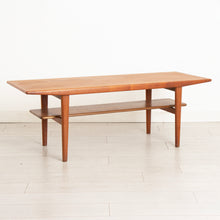 Load image into Gallery viewer, Large Midcentury Danish Teak Coffee Table with Magazine Shelf by Niels Bach c.1965
