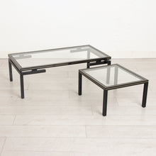 Load image into Gallery viewer, Midcentury Aluminium &amp; Glass Coffee Table with Nesting Side Table by Pierre Vandel
