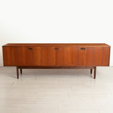 Load image into Gallery viewer, Danish Mid Century long teak sideboard with recessed rosewood handles, circa 1960s
