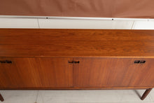 Load image into Gallery viewer, Danish Mid Century long teak sideboard with recessed rosewood handles, circa 1960s
