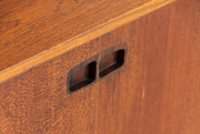 Load image into Gallery viewer, Danish Mid Century long teak sideboard with recessed rosewood handles, circa 1960s
