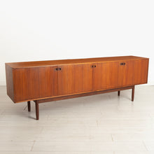 Load image into Gallery viewer, Danish Mid Century long teak sideboard with recessed rosewood handles, circa 1960s
