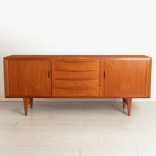 Load image into Gallery viewer, Danish Mid Century teak sideboard with tambour doors by K B Simonsen for Faarup Mobelfabrik, circa 1960s. Excellent restored condition
