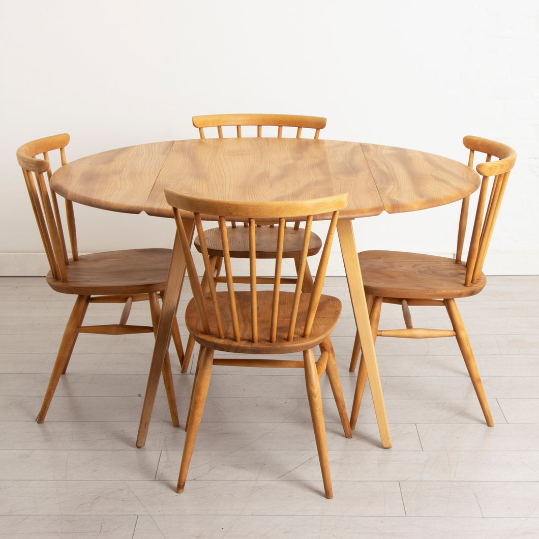 Midcentury Ercol Drop Leaf Dining Table & 4 Chairs