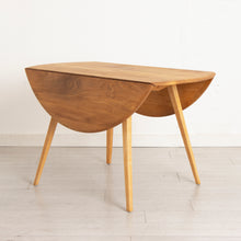 Load image into Gallery viewer, Midcentury Ercol Drop Leaf Dining Table &amp; 4 Chairs in Elm &amp; Beech c 1960s
