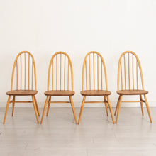 Load image into Gallery viewer, Midcentury Ercol Drop Leaf Dining Table &amp; 4 Chairs in Elm &amp; Beech c 1960s
