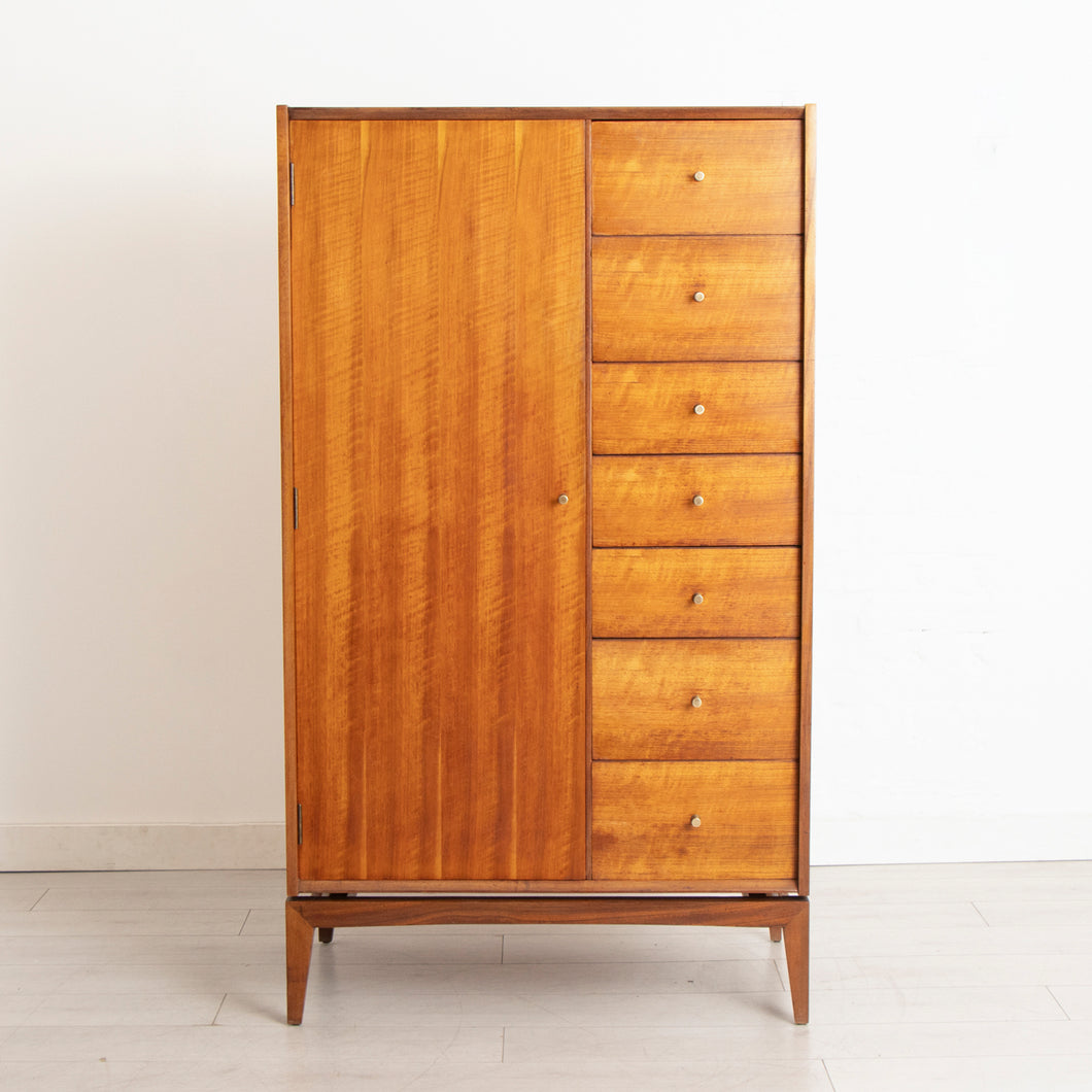 Midcentury French Walnut Wardrobe with Drawers by John Herbert for A. Younger Ltd c.1960s