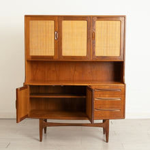 Load image into Gallery viewer, Mid Century G-plan Fresco sideboard/highboard with rattan front, circa 1960s
