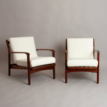 Load image into Gallery viewer, Midcentury Living Room Suite in Afromosia &amp; White Boucle by Toothill c.1965
