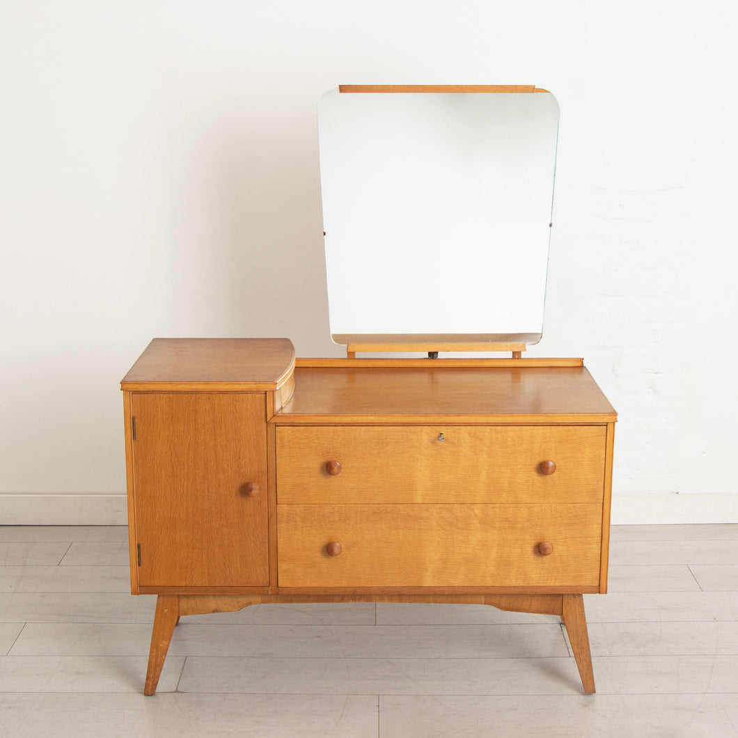 Midcentury Oak Vanity Chest of Drawers by Palatial c.1960