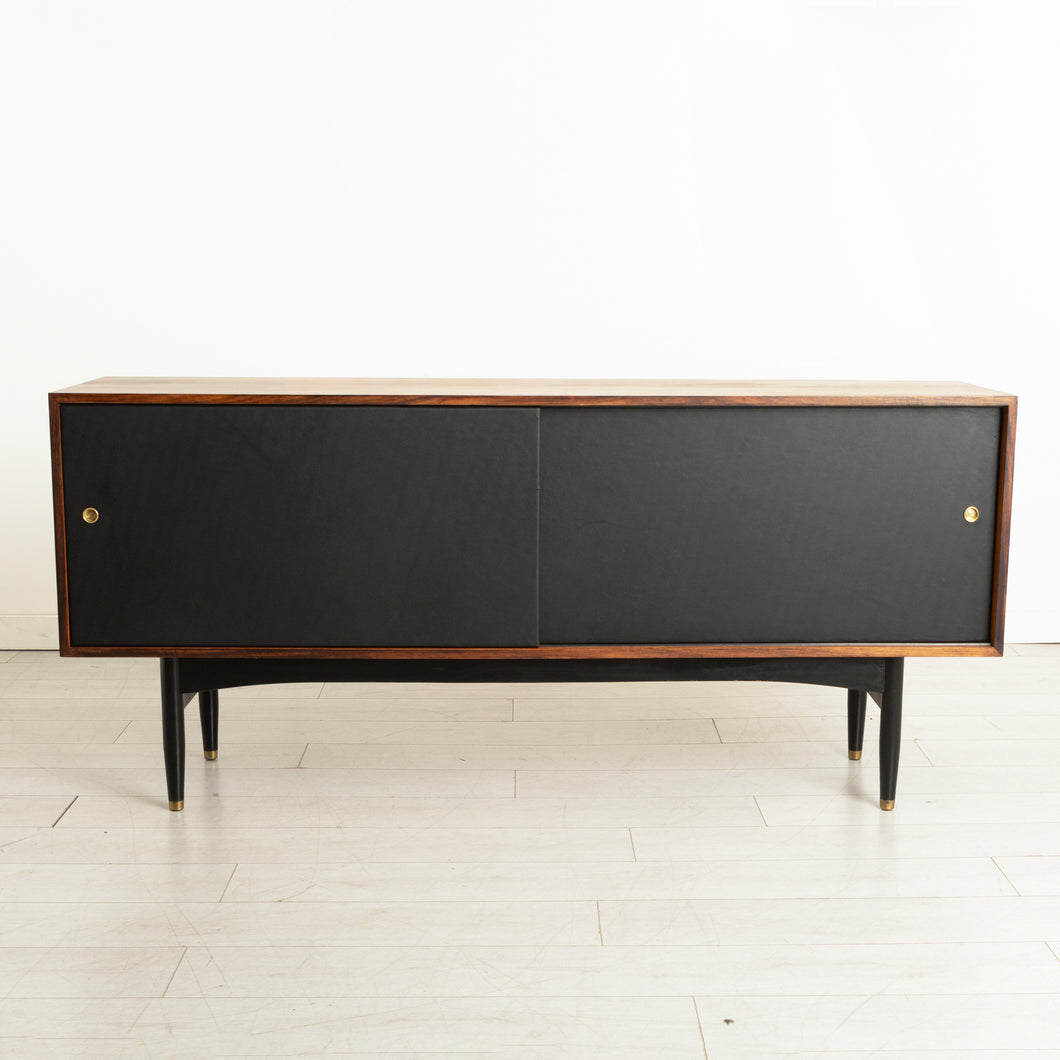 Midcentury Rosewood Sideboard with Leather Doors by Robin Day c.1965