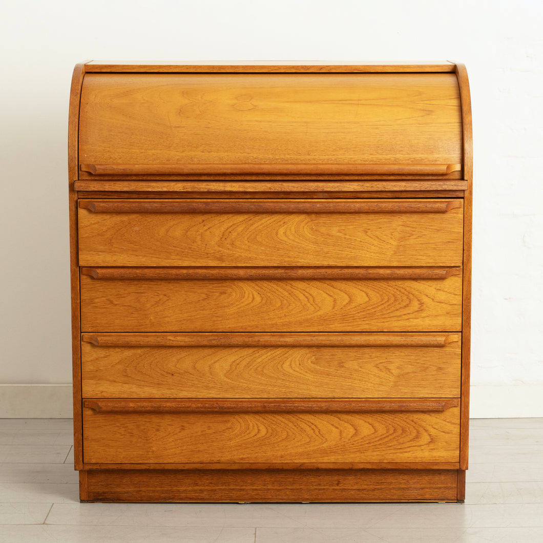 Midcentury Swedish Roll Top Bureau Desk in Teak c.1975