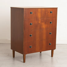 Load image into Gallery viewer, Midcentury Teak Chest of 4 Drawers with Brass Handles c.1960s
