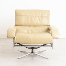 Load image into Gallery viewer, Pair of Midcentury Pieff &#39;Gamma&#39; Leather &amp; Chrome Swivel Armchairs c.1970s
